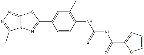 N-[2-methyl-4-(3-methyl[1,2,4]triazolo[3,4-b][1,3,4]thiadiazol-6-yl)phenyl]-N'-(2-thienylcarbonyl)thiourea 化学構造式