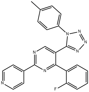 4-(2-fluorophenyl)-5-[1-(4-methylphenyl)-1H-tetraazol-5-yl]-2-(4-pyridinyl)pyrimidine Structure