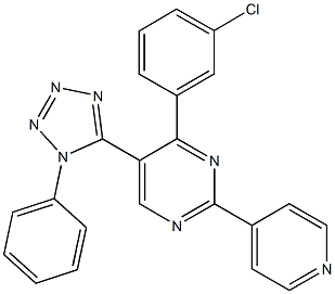 4-(3-chlorophenyl)-5-(1-phenyl-1H-tetraazol-5-yl)-2-(4-pyridinyl)pyrimidine 结构式