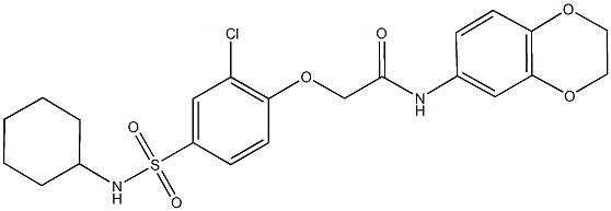 2-{2-chloro-4-[(cyclohexylamino)sulfonyl]phenoxy}-N-(2,3-dihydro-1,4-benzodioxin-6-yl)acetamide,712315-46-3,结构式