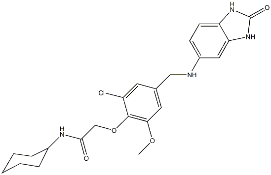 2-(2-chloro-6-methoxy-4-{[(2-oxo-2,3-dihydro-1H-benzimidazol-5-yl)amino]methyl}phenoxy)-N-cyclohexylacetamide|