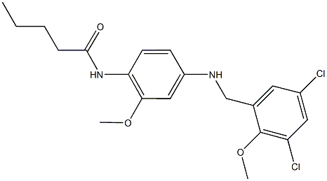 N-{4-[(3,5-dichloro-2-methoxybenzyl)amino]-2-methoxyphenyl}pentanamide 化学構造式