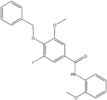 4-(benzyloxy)-3-iodo-5-methoxy-N-(2-methoxyphenyl)benzamide Structure