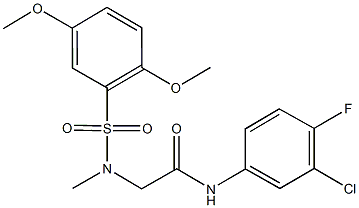 N-(3-chloro-4-fluorophenyl)-2-[[(2,5-dimethoxyphenyl)sulfonyl](methyl)amino]acetamide Structure