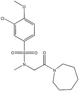 N-[2-(1-azepanyl)-2-oxoethyl]-3-chloro-4-methoxy-N-methylbenzenesulfonamide 化学構造式