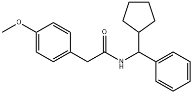 N-[cyclopentyl(phenyl)methyl]-2-(4-methoxyphenyl)acetamide 化学構造式