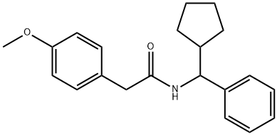 N-[cyclopentyl(phenyl)methyl]-2-(4-methoxyphenyl)acetamide 结构式