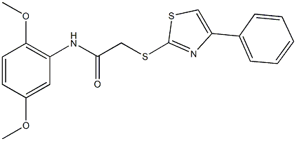 N-(2,5-dimethoxyphenyl)-2-[(4-phenyl-1,3-thiazol-2-yl)sulfanyl]acetamide,712322-28-6,结构式