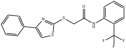 2-[(4-phenyl-1,3-thiazol-2-yl)sulfanyl]-N-[2-(trifluoromethyl)phenyl]acetamide Struktur