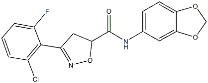 N-(1,3-benzodioxol-5-yl)-3-(2-chloro-6-fluorophenyl)-4,5-dihydro-5-isoxazolecarboxamide Structure