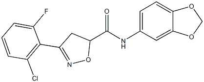 N-(1,3-benzodioxol-5-yl)-3-(2-chloro-6-fluorophenyl)-4,5-dihydro-5-isoxazolecarboxamide,712347-01-8,结构式