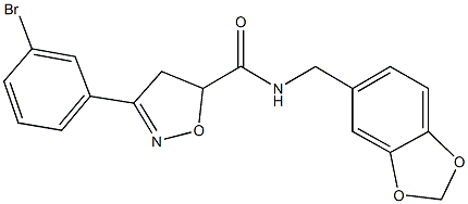 N-(1,3-benzodioxol-5-ylmethyl)-3-(3-bromophenyl)-4,5-dihydro-5-isoxazolecarboxamide Struktur