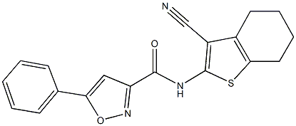 N-(3-cyano-4,5,6,7-tetrahydro-1-benzothien-2-yl)-5-phenyl-3-isoxazolecarboxamide 化学構造式