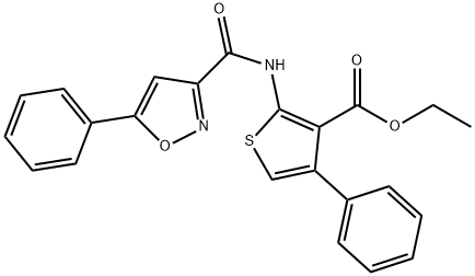 ethyl 4-phenyl-2-{[(5-phenyl-3-isoxazolyl)carbonyl]amino}-3-thiophenecarboxylate 化学構造式