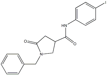 1-benzyl-N-(4-iodophenyl)-5-oxo-3-pyrrolidinecarboxamide|