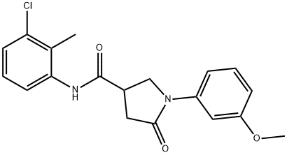 N-(3-chloro-2-methylphenyl)-1-(3-methoxyphenyl)-5-oxo-3-pyrrolidinecarboxamide Struktur