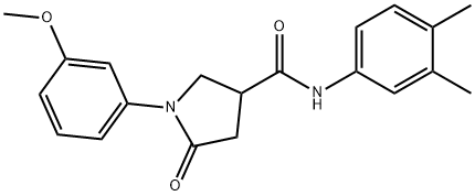 N-(3,4-dimethylphenyl)-1-(3-methoxyphenyl)-5-oxo-3-pyrrolidinecarboxamide 结构式