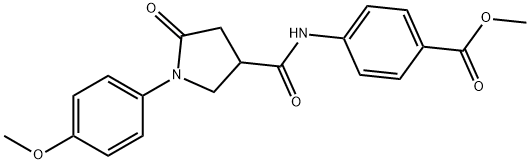 methyl 4-({[1-(4-methoxyphenyl)-5-oxo-3-pyrrolidinyl]carbonyl}amino)benzoate 结构式