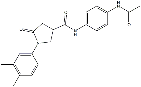 N-[4-(acetylamino)phenyl]-1-(3,4-dimethylphenyl)-5-oxo-3-pyrrolidinecarboxamide|