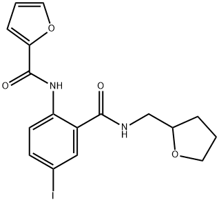 N-(4-iodo-2-{[(tetrahydro-2-furanylmethyl)amino]carbonyl}phenyl)-2-furamide 化学構造式