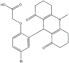 [4-bromo-2-(10-methyl-1,8-dioxo-1,2,3,4,5,6,7,8,9,10-decahydro-9-acridinyl)phenoxy]acetic acid,713099-37-7,结构式