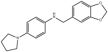 N-(1,3-benzodioxol-5-ylmethyl)-N-[4-(1-pyrrolidinyl)phenyl]amine 化学構造式