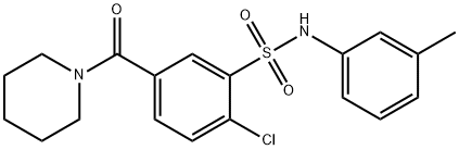 2-chloro-N-(3-methylphenyl)-5-(1-piperidinylcarbonyl)benzenesulfonamide Structure