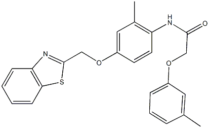 N-[4-(1,3-benzothiazol-2-ylmethoxy)-2-methylphenyl]-2-(3-methylphenoxy)acetamide 化学構造式