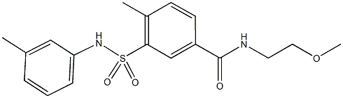 N-(2-methoxyethyl)-4-methyl-3-(3-toluidinosulfonyl)benzamide,713506-93-5,结构式