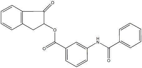 1-oxo-2,3-dihydro-1H-inden-2-yl 3-(benzoylamino)benzoate 化学構造式