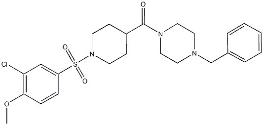 4-({4-[(4-benzyl-1-piperazinyl)carbonyl]-1-piperidinyl}sulfonyl)-2-chlorophenyl methyl ether,714211-98-0,结构式