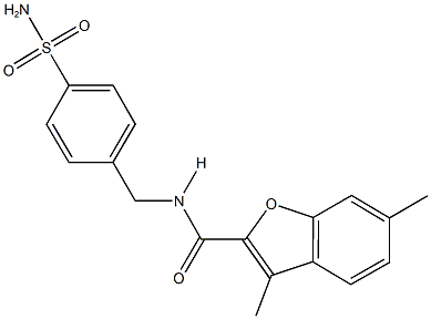 N-[4-(aminosulfonyl)benzyl]-3,6-dimethyl-1-benzofuran-2-carboxamide Struktur