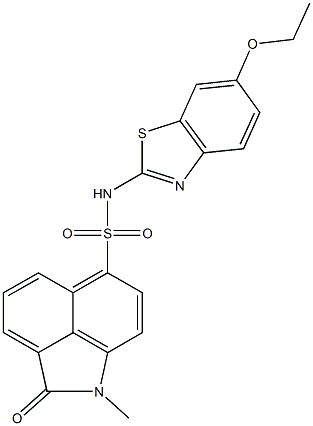 N-(6-ethoxy-1,3-benzothiazol-2-yl)-1-methyl-2-oxo-1,2-dihydrobenzo[cd]indole-6-sulfonamide 化学構造式