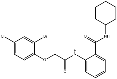 2-{[(2-bromo-4-chlorophenoxy)acetyl]amino}-N-cyclohexylbenzamide,714278-38-3,结构式