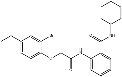 2-{[(2-bromo-4-ethylphenoxy)acetyl]amino}-N-cyclohexylbenzamide 结构式