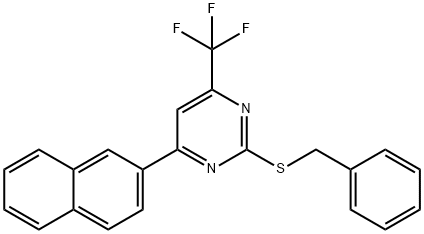 2-(benzylsulfanyl)-4-(2-naphthyl)-6-(trifluoromethyl)pyrimidine Structure