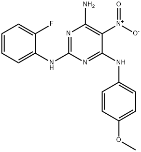 N~2~-(2-fluorophenyl)-N~4~-(4-methoxyphenyl)-5-nitro-2,4,6-pyrimidinetriamine 结构式