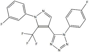1-(4-fluorophenyl)-5-[1-(3-fluorophenyl)-5-(trifluoromethyl)-1H-pyrazol-4-yl]-1H-tetraazole Struktur