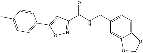 N-(1,3-benzodioxol-5-ylmethyl)-5-(4-methylphenyl)-3-isoxazolecarboxamide 化学構造式