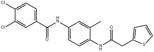 3,4-dichloro-N-{3-methyl-4-[(2-thienylacetyl)amino]phenyl}benzamide 化学構造式