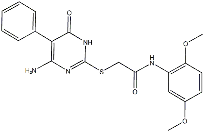 2-[(4-amino-6-oxo-5-phenyl-1,6-dihydro-2-pyrimidinyl)sulfanyl]-N-(2,5-dimethoxyphenyl)acetamide Struktur