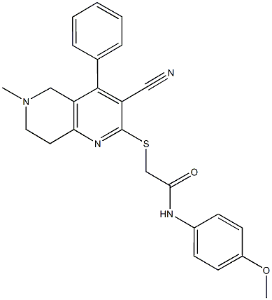 2-[(3-cyano-6-methyl-4-phenyl-5,6,7,8-tetrahydro[1,6]naphthyridin-2-yl)sulfanyl]-N-(4-methoxyphenyl)acetamide Structure
