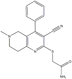 2-[(3-cyano-6-methyl-4-phenyl-5,6,7,8-tetrahydro[1,6]naphthyridin-2-yl)sulfanyl]acetamide,717842-00-7,结构式
