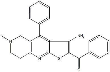 (3-amino-6-methyl-4-phenyl-5,6,7,8-tetrahydrothieno[2,3-b][1,6]naphthyridin-2-yl)(phenyl)methanone,717842-06-3,结构式