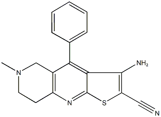 3-amino-6-methyl-4-phenyl-5,6,7,8-tetrahydrothieno[2,3-b][1,6]naphthyridine-2-carbonitrile,717842-18-7,结构式