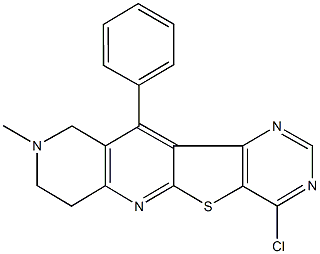 4-chloro-9-methyl-11-phenyl-7,8,9,10-tetrahydropyrimido[4',5':4,5]thieno[2,3-b][1,6]naphthyridine,717842-44-9,结构式