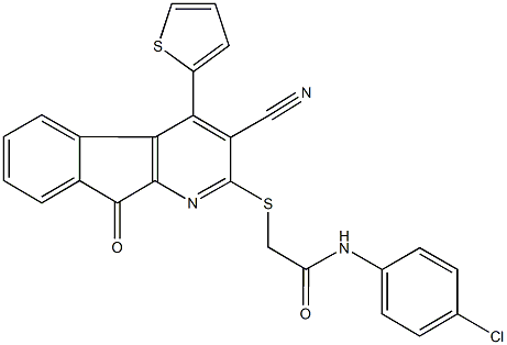 N-(4-chlorophenyl)-2-{[3-cyano-9-oxo-4-(2-thienyl)-9H-indeno[2,1-b]pyridin-2-yl]sulfanyl}acetamide Structure