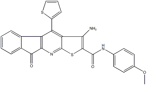 3-amino-N-(4-methoxyphenyl)-9-oxo-4-(2-thienyl)-9H-indeno[2,1-b]thieno[3,2-e]pyridine-2-carboxamide 结构式