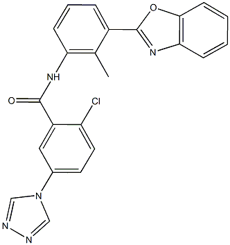 N-[3-(1,3-benzoxazol-2-yl)-2-methylphenyl]-2-chloro-5-(4H-1,2,4-triazol-4-yl)benzamide Struktur