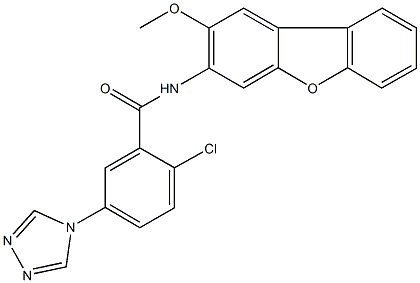 2-chloro-N-(2-methoxydibenzo[b,d]furan-3-yl)-5-(4H-1,2,4-triazol-4-yl)benzamide Structure